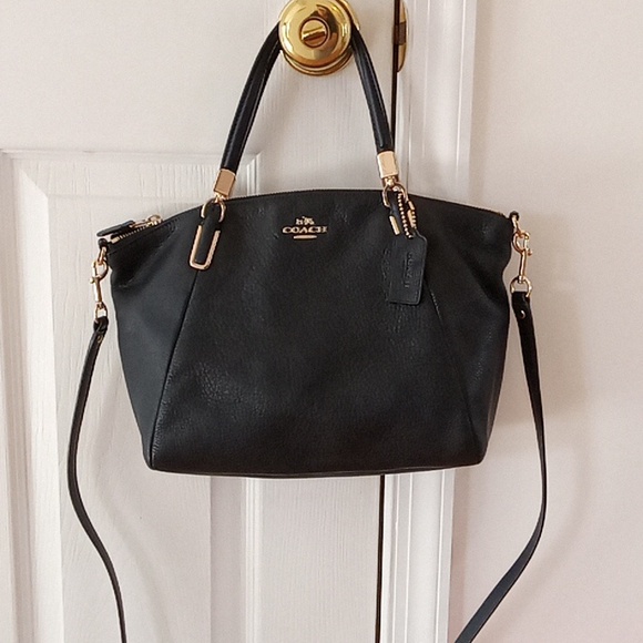 Coach Navy Leather Kelsey Satchel Bag - Picture 1 of 16